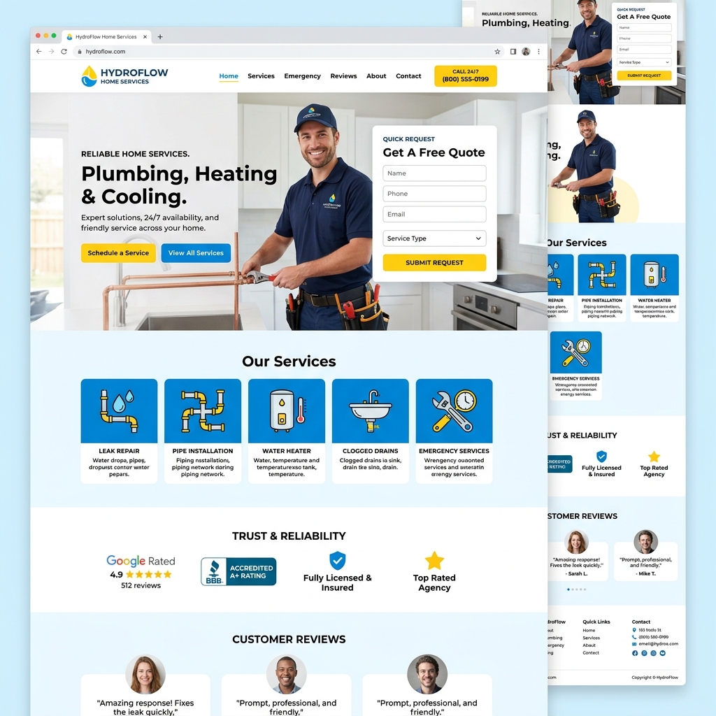 Plumbing Service Website Mockup